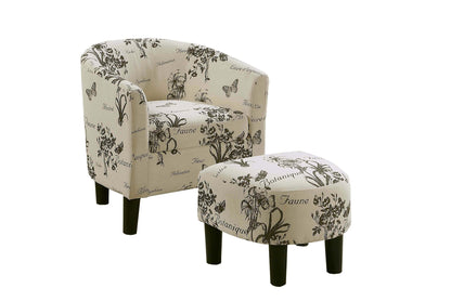 Off White Fabric Accent Chair - 26" Round Back