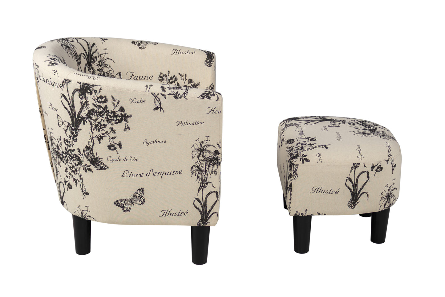 Off White Fabric Accent Chair - 26" Round Back
