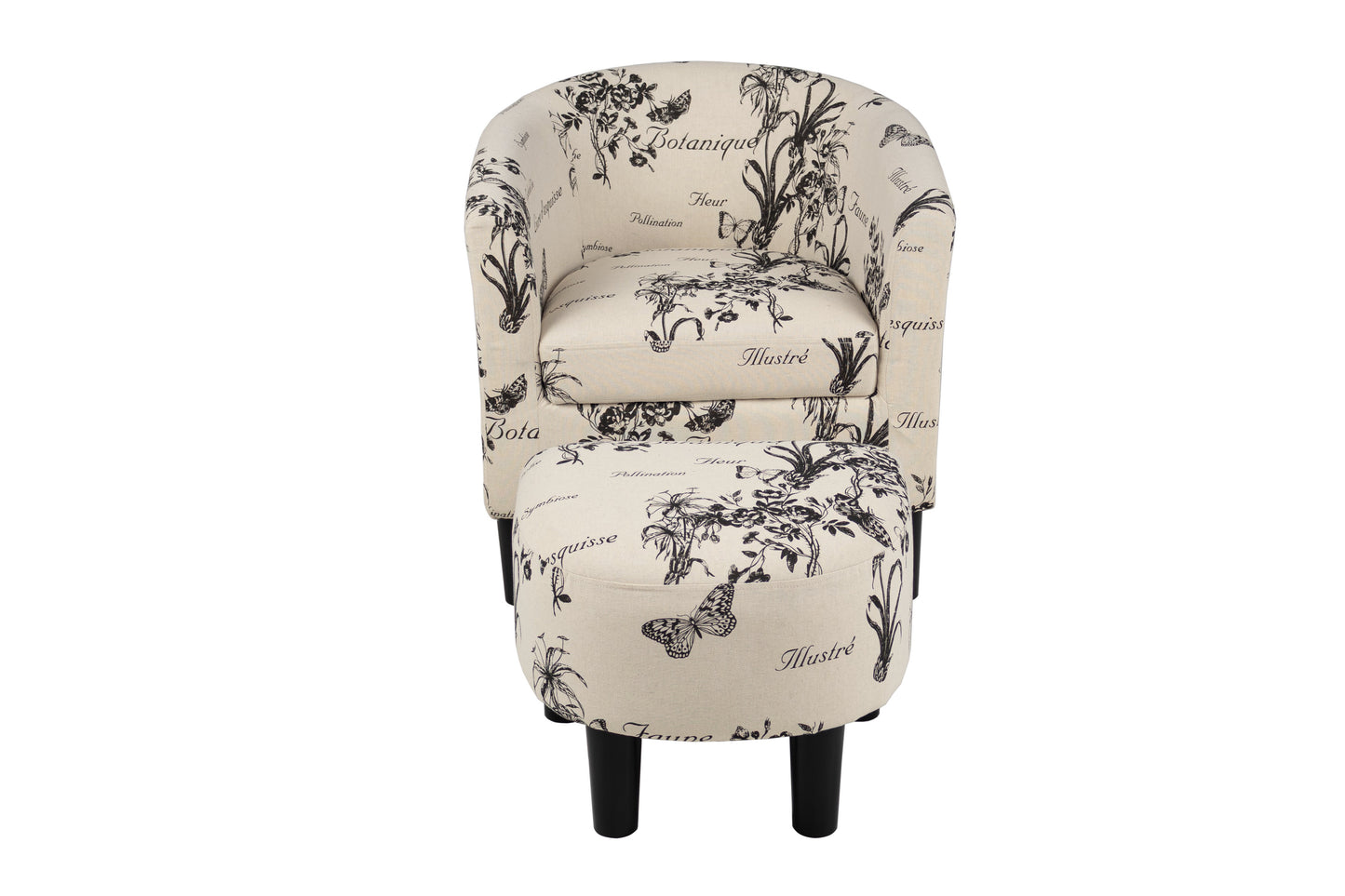 Off White Fabric Accent Chair - 26" Round Back
