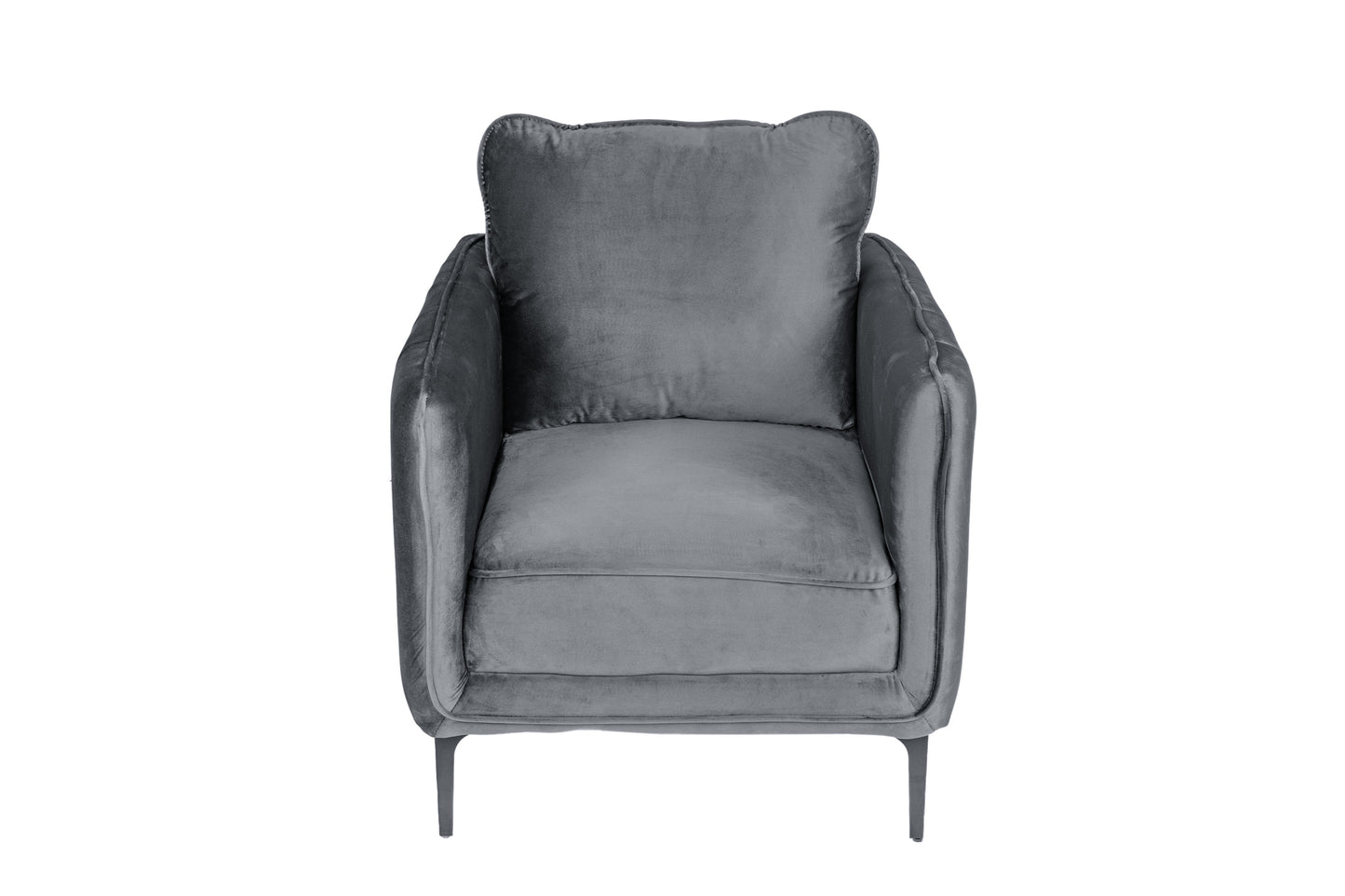 Elegant Gray Velvet Accent Chair - Plush Comfort, Modern Style