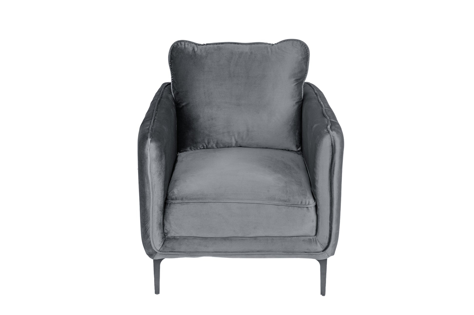 Elegant Gray Velvet Accent Chair - Plush Comfort, Modern Style
