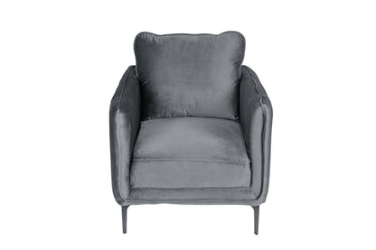 Elegant Gray Velvet Accent Chair - Plush Comfort, Modern Style