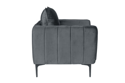 Elegant Gray Velvet Accent Chair - Plush Comfort, Modern Style