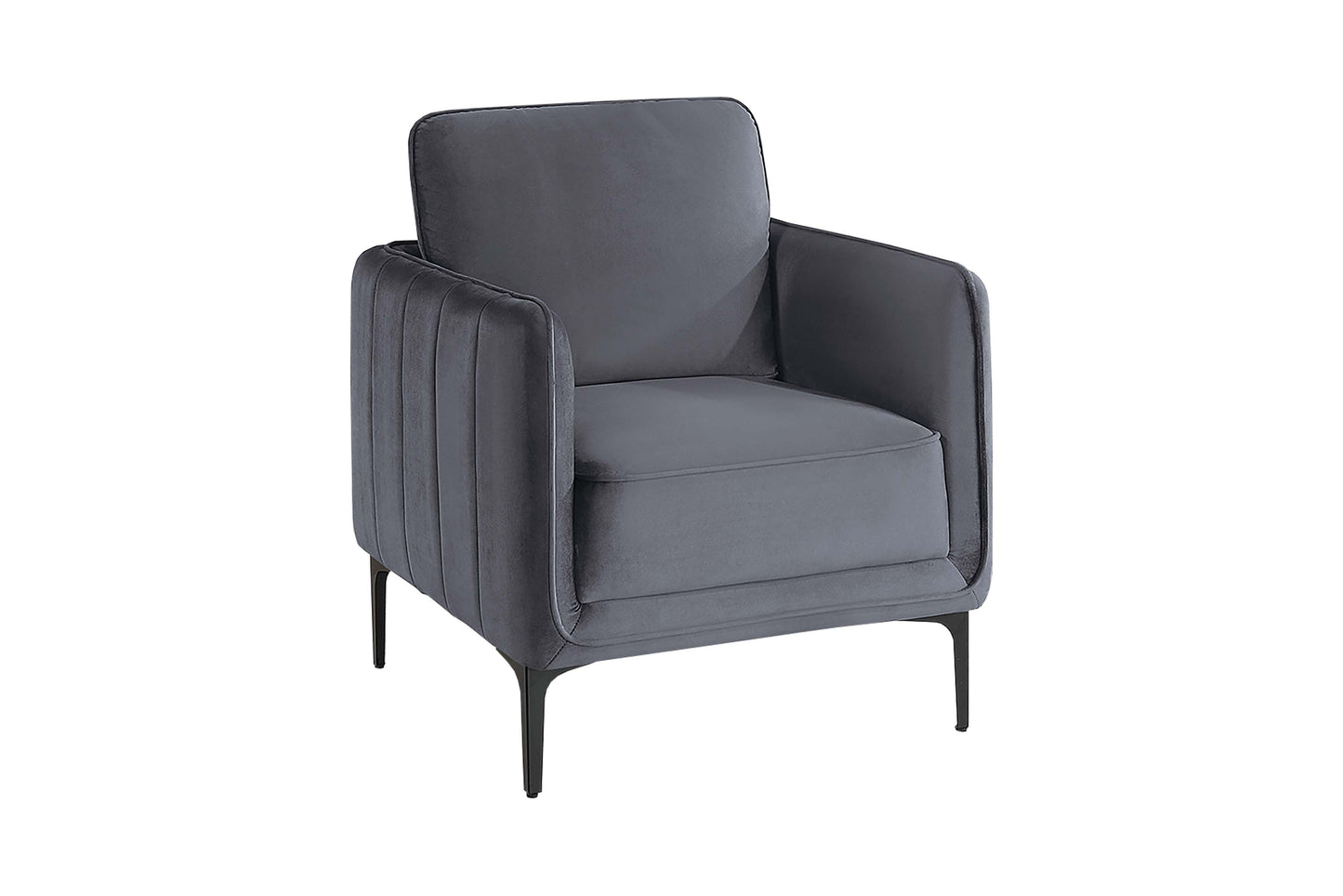 Beautiful Elegant 1pc Accent Chair Gray Velvet Fabric Upholstered Plush Metal Legs Living Room Chair