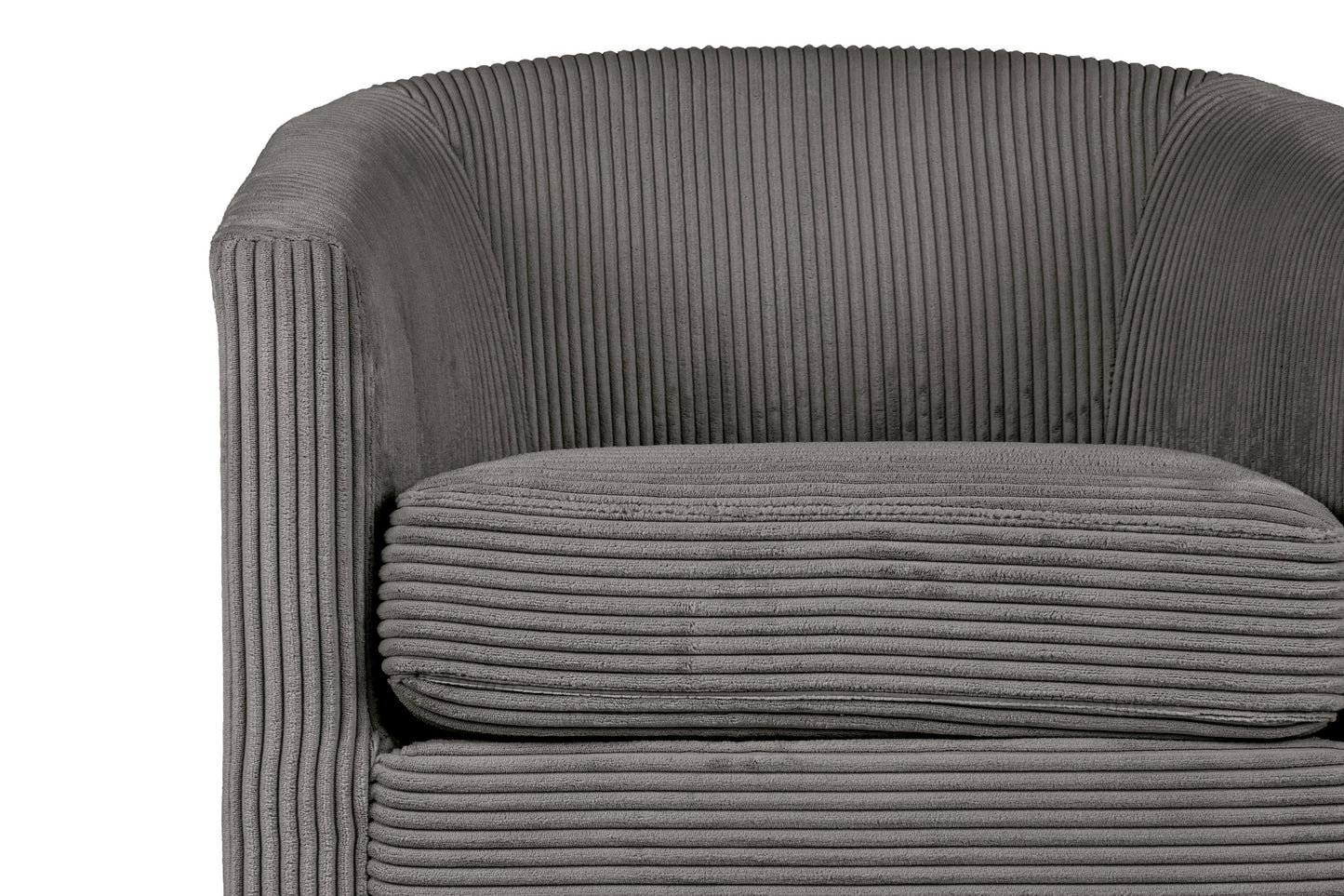 Dark Gray Corduroy Accent Chair - Plush Upholstered Swivel