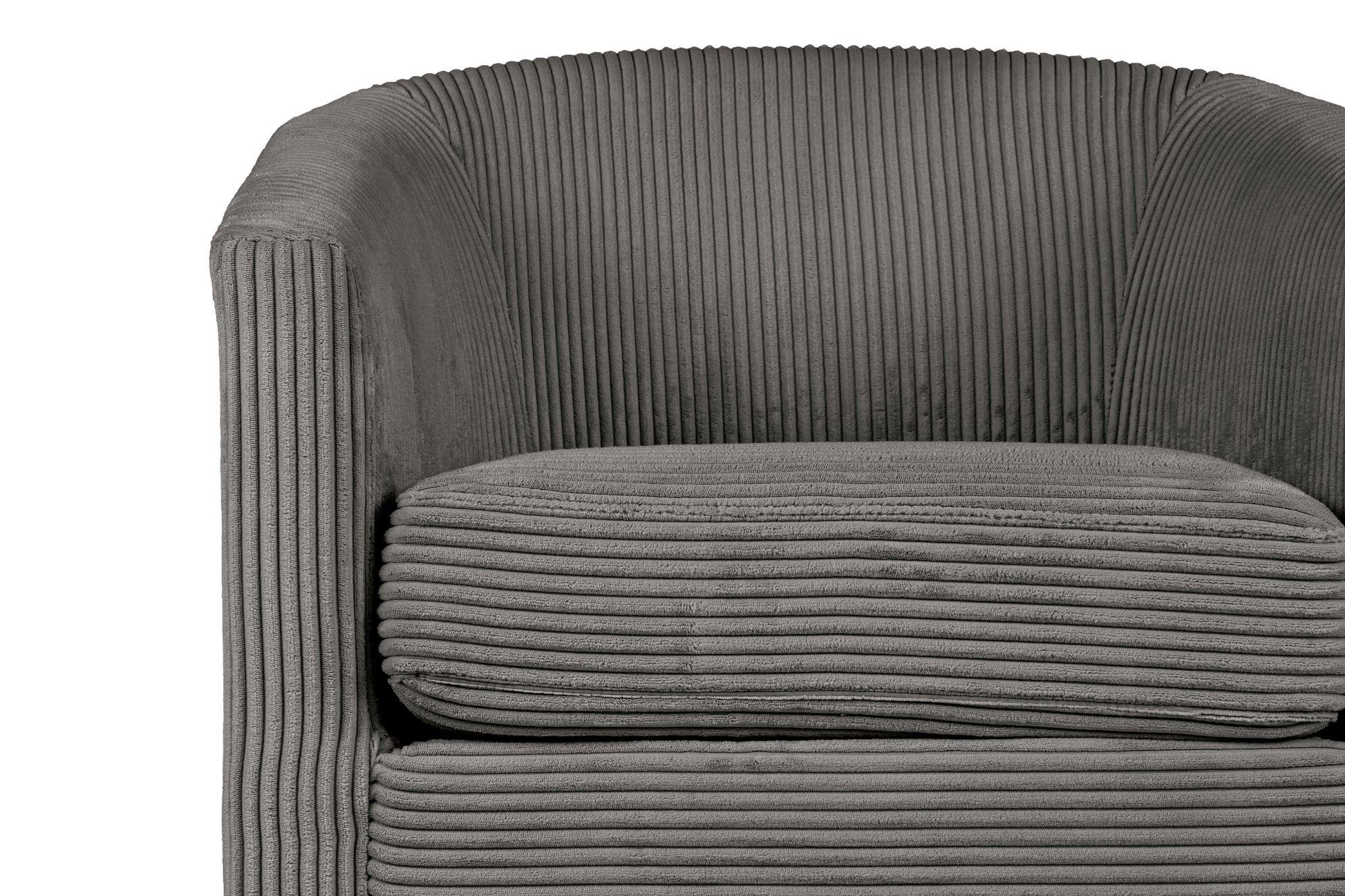 Dark Gray Corduroy Accent Chair - Plush Upholstered Swivel