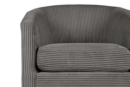 Dark Gray Corduroy Accent Chair - Plush Upholstered Swivel