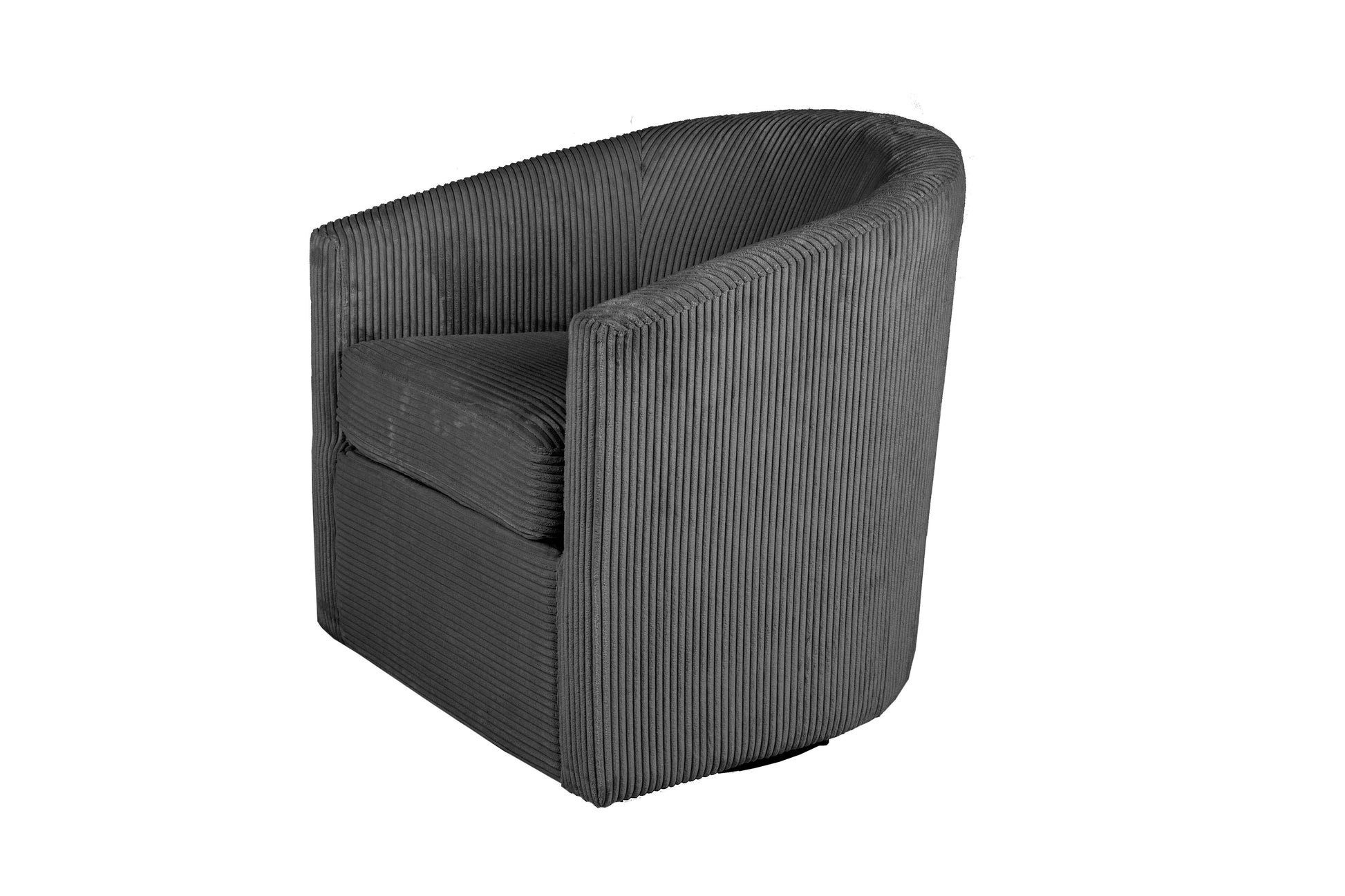 Dark Gray Corduroy Accent Chair - Plush Upholstered Swivel