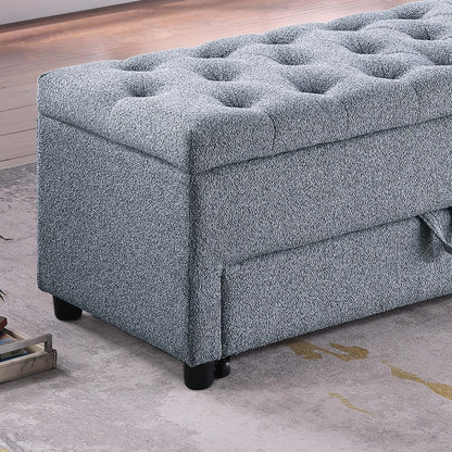 Gray Rectangle Storage Ottoman 60" W Boucle Fabric
