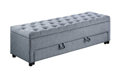 Gray Rectangle Storage Ottoman 60" W Boucle Fabric