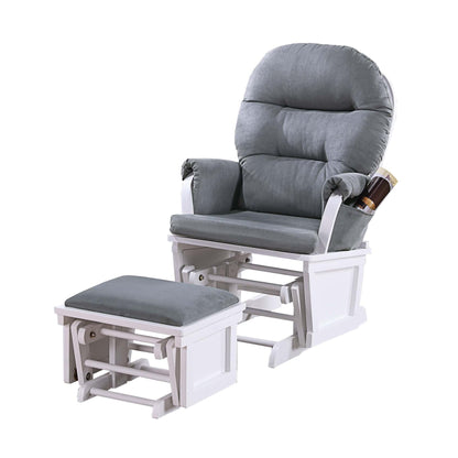 Glider Chair w Ottoman Dark Gray Microfiber Luxurious Gliding Motion