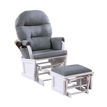 Glider Chair w Ottoman Dark Gray Microfiber Luxurious Gliding Motion