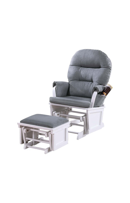 Glider Chair w Ottoman Dark Gray Microfiber Luxurious Gliding Motion