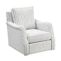 Elegance Comfort Swivel Chair Upholstered Off-White Blue Striped Fabric Living Room Furniture, 1pc Accent Chair Plywood Frame