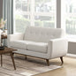 Contemporary Beige Love Seat Tufted Back Upholstered Cushion Seat Comfortable Solid Wood Legs Living Room Furniture 1pc
