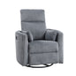 Gray Corduroy Fabric Upholstery 1pc Accent Chair Swivel Glider Reclining Motion Solid Wood Living Room Furniture
