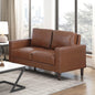 Modern Style Chocolate Faux Leather Upholstered Love Seat Comfortable Cushion Back Seat Solid Wood Living Room Furniture 1pc
