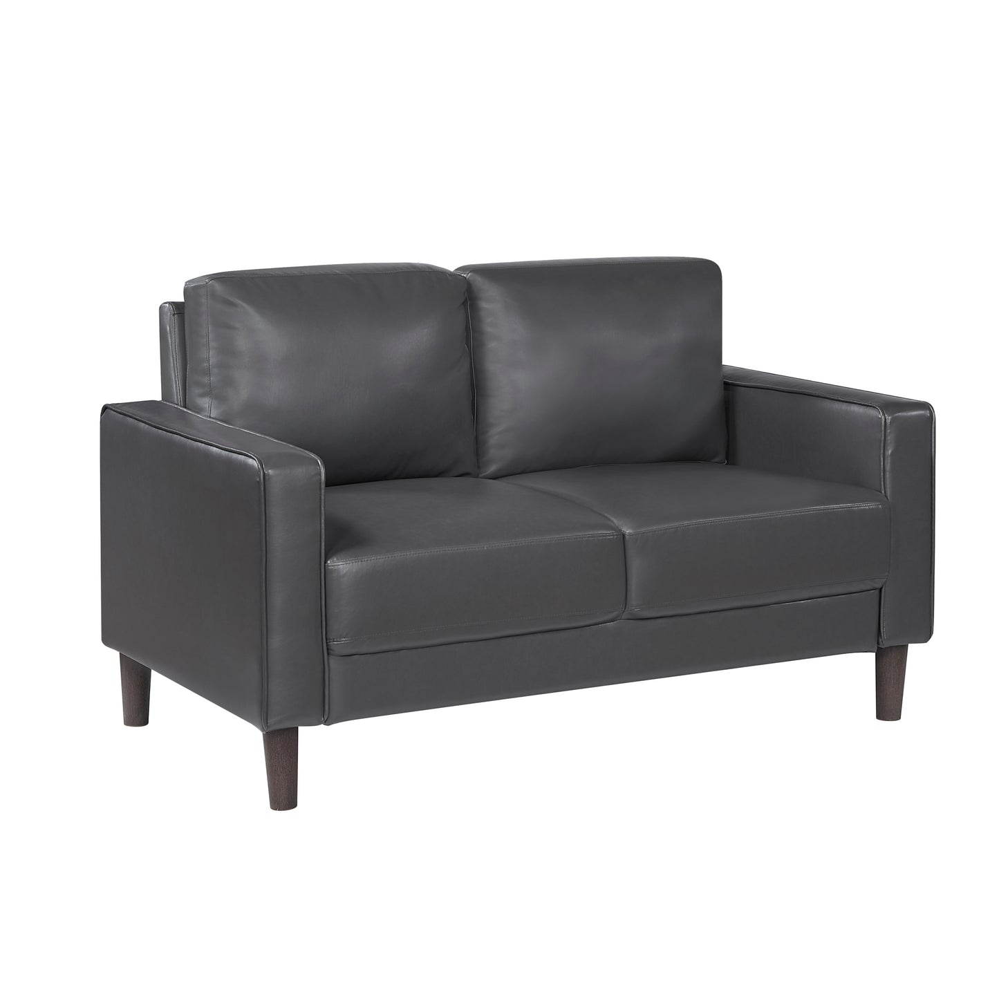 Modern Style Dark Gray Faux Leather Upholstered Love Seat Comfortable Cushion Back Seat Solid Wood Living Room Furniture 1pc