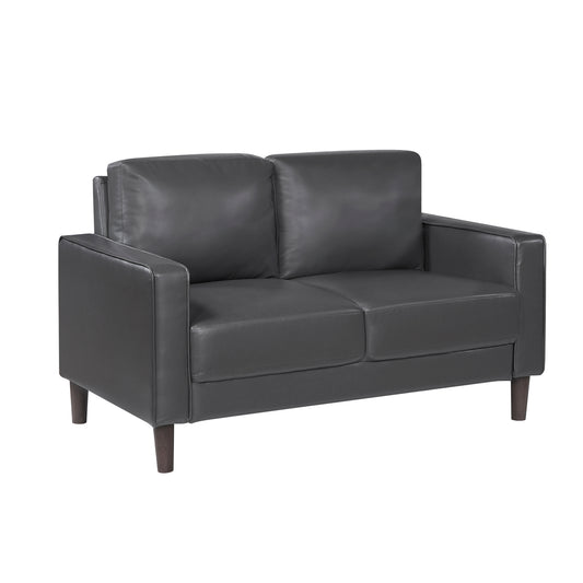 Modern Style Dark Gray Faux Leather Upholstered Love Seat Comfortable Cushion Back Seat Solid Wood Living Room Furniture 1pc