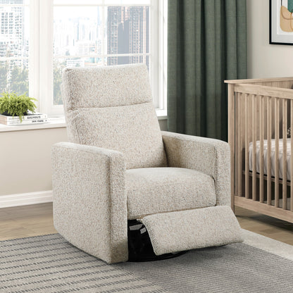 Contemporary Swivel Recliner Chair Comfort Gliding Motion Living Room Furniture 1pc Luxurious Quartz Chenille Fabric Upholstery