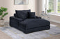 Modern Chaise Lounge w 2/ Cup Holders USB Ports Black Corduroy Wooden Legs Pillows Plush Couch Sofa Chaise