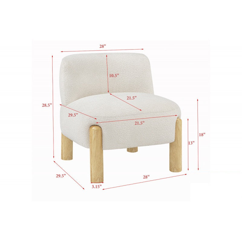 Cream Plywood Armless Chair - Modern Accent Chair