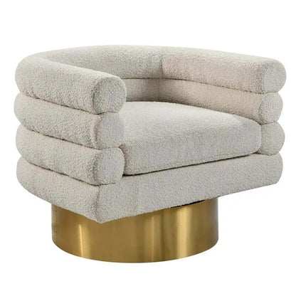 Cream Boucle Swivel Accent Chair - Modern Style for Living Room