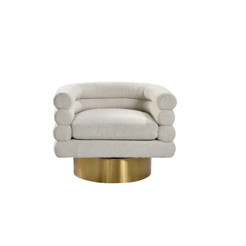 Cream Boucle Swivel Accent Chair - Modern Style for Living Room