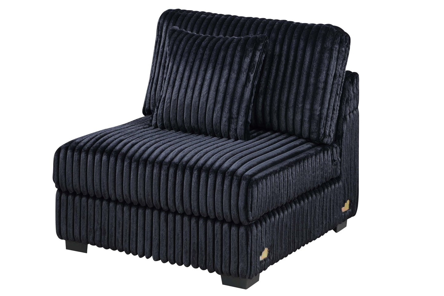 Black Corduroy Armless Chair - 37" Modern Sofa for Living Room