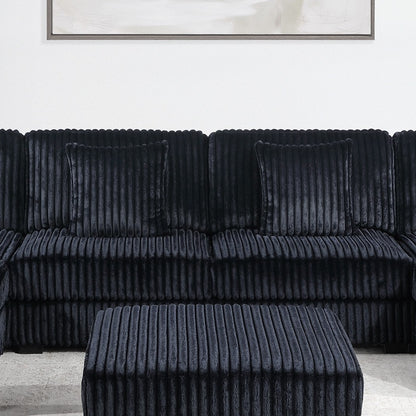 Black Corduroy Armless Chair - 37" Modern Sofa for Living Room