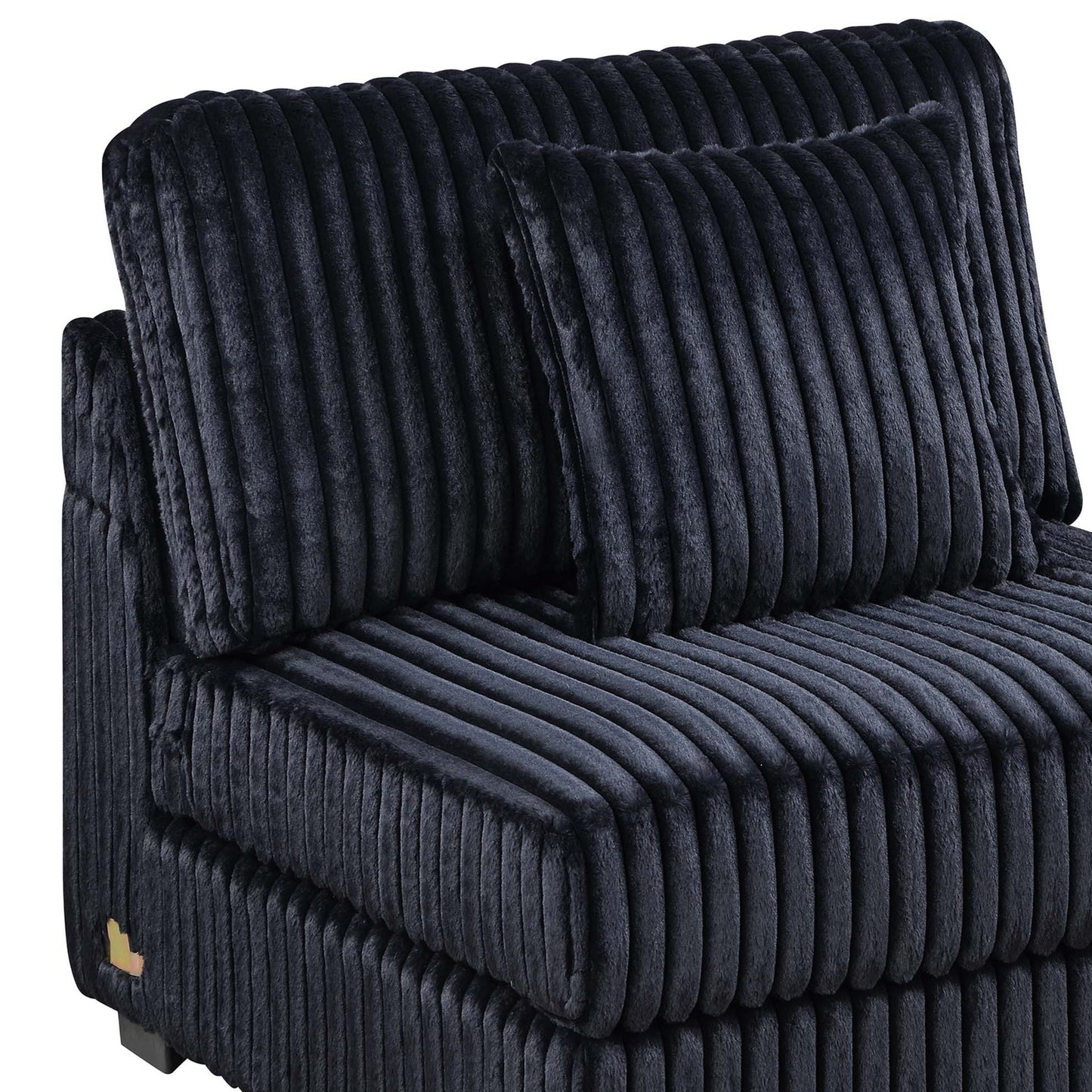Black Corduroy Armless Chair - 37" Modern Sofa for Living Room