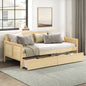 Daybed with Storage Boxes Natural Pine Finish Wooden Home Furniture 1pc Sofa Bed