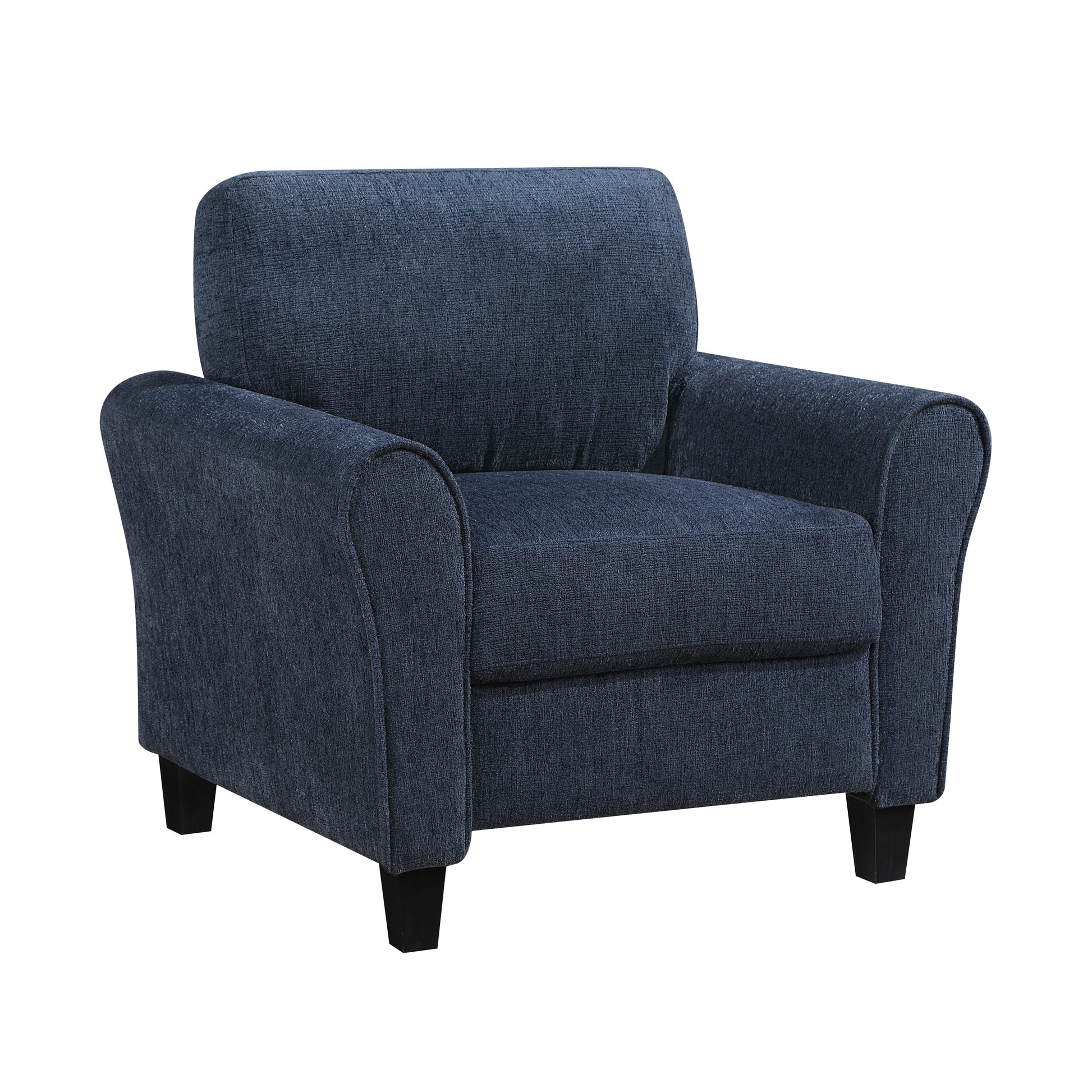 Contemporary Living Room Arm Chair Plush Foam Padded Blue Chenille Upholstered Pochet Coils Solid Wood Furniture 1pc