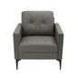 1pc Modern Accent Chair PU Fabric Upholstered Lounge Armchair Faux Leather Contemporary Design Living Room Bedroom Home Office Gray