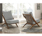 Stylish Accent Chair Gray Chenille Upholstery Foam Cushion Solid Rubberwood Frame Brown Living Room Bedroom Furniture 1pc