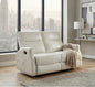 Contemporary Beige Double Reclining Loveseat with Side Pocket 1pc Faux Leather Upholstery Plywood Living Room Furniture