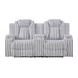 Light Gray Recliner Loveseat with Center Console Cup Holder Ultra Comfort Premium Corduroy Upholstery Living Room Furniture 1pc