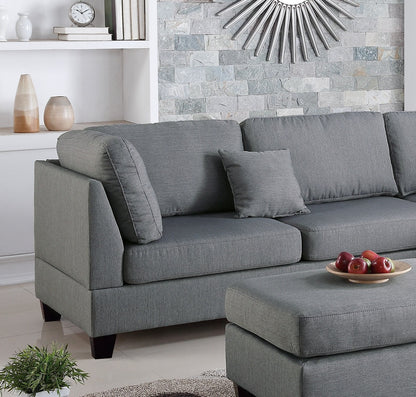Grey L-Shaped Sectional Sofa - 3 Pieces Dining Room for Living Room