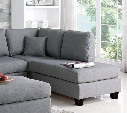 Grey L-Shaped Sectional Sofa - 3 Pieces Dining Room for Living Room
