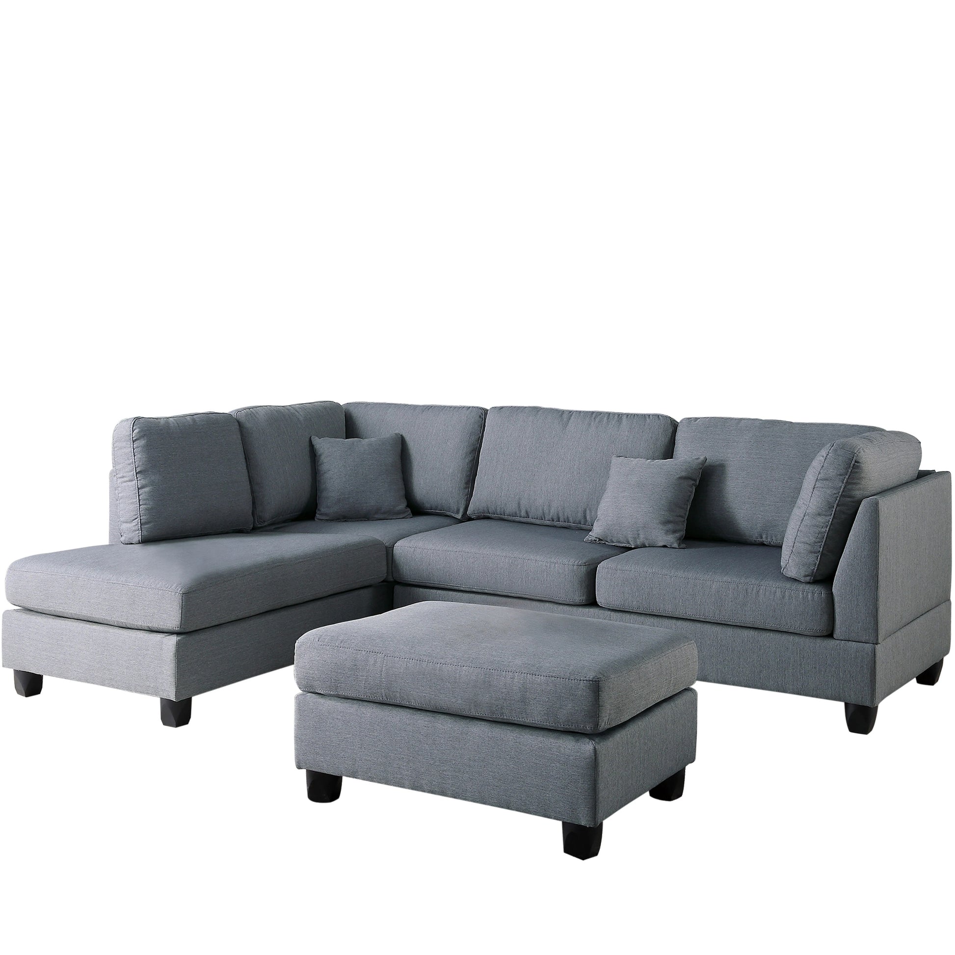 Grey L-Shaped Sectional Sofa - 3 Pieces Dining Room for Living Room