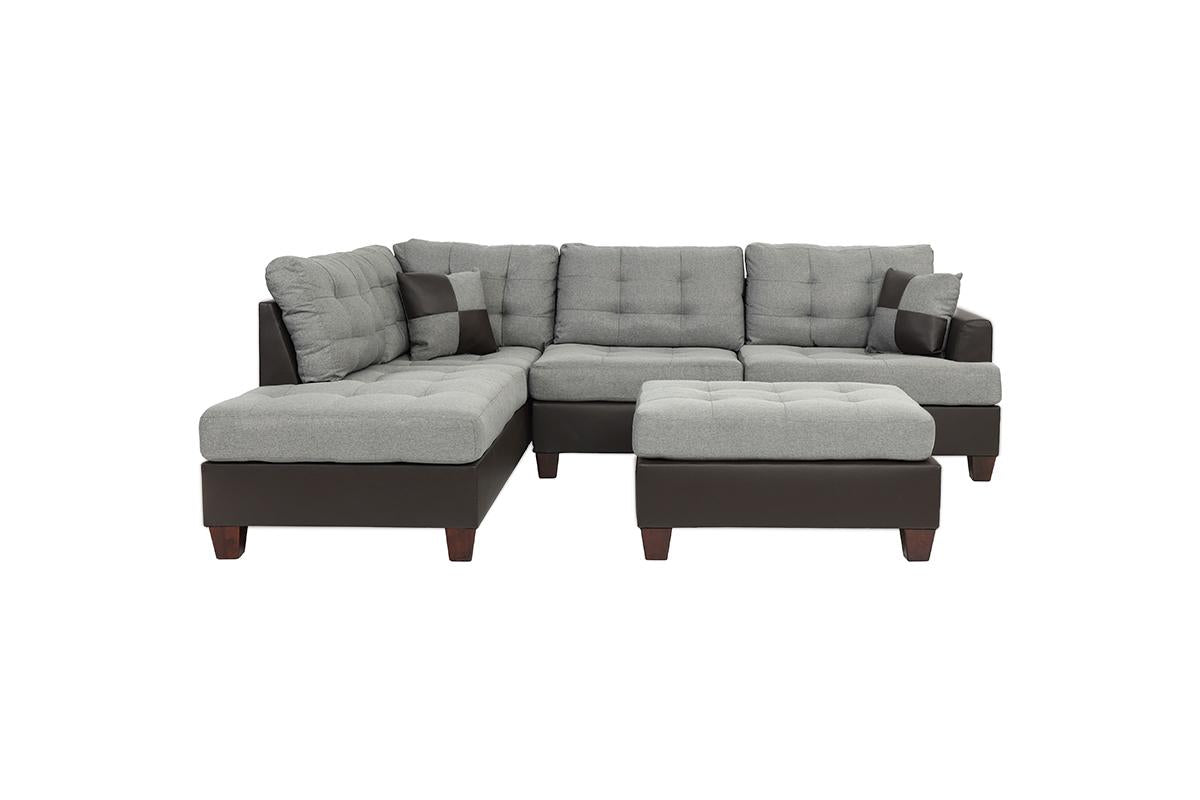 Grey L-Shaped Sectional Sofa - 5 Seat Primary Living Space
