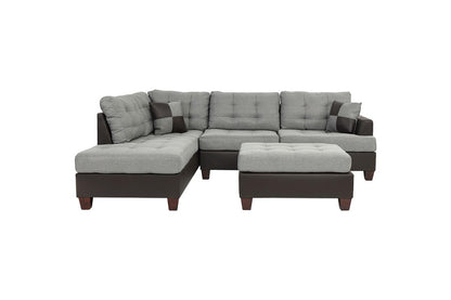 Grey L-Shaped Sectional Sofa - 5 Seat Primary Living Space