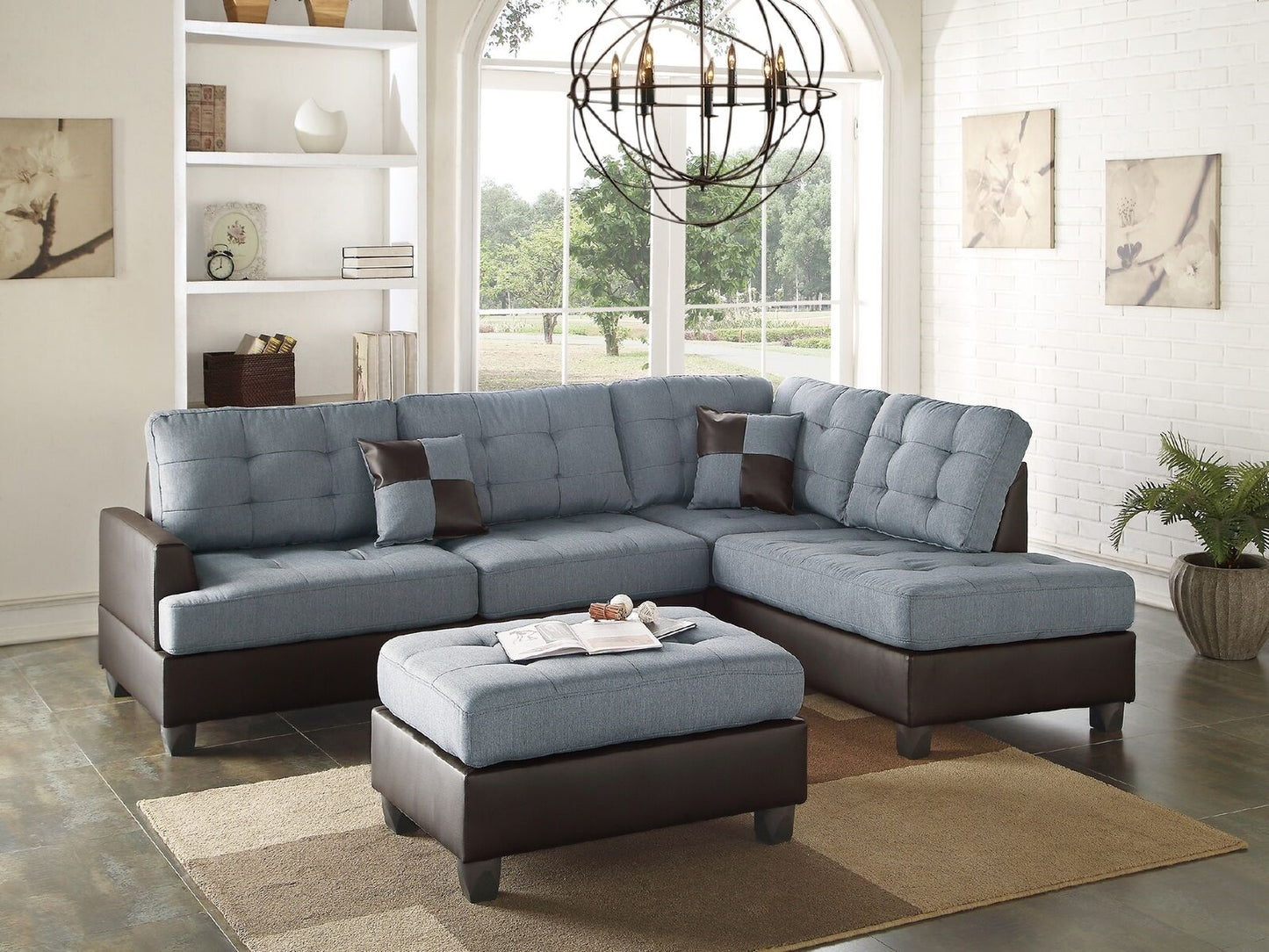 Grey L-Shaped Sectional Sofa - 5 Seat Primary Living Space