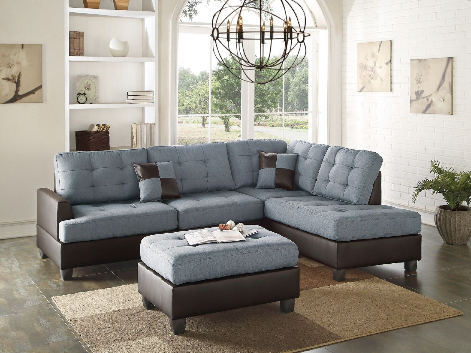 Grey L-Shaped Sectional Sofa - 5 Seat Primary Living Space