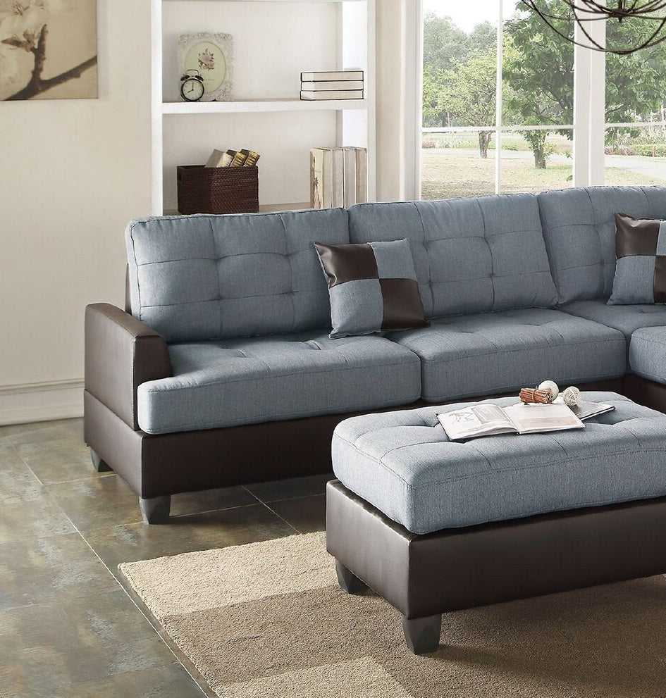 Grey L-Shaped Sectional Sofa - 5 Seat Primary Living Space
