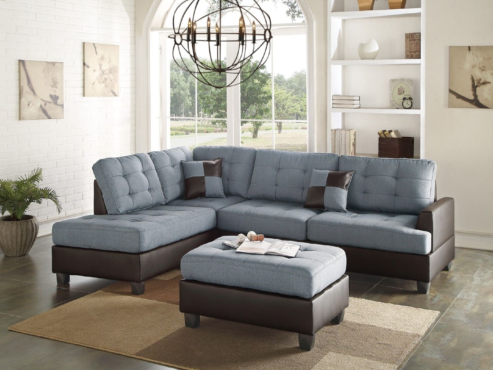 Grey L-Shaped Sectional Sofa - 5 Seat Primary Living Space
