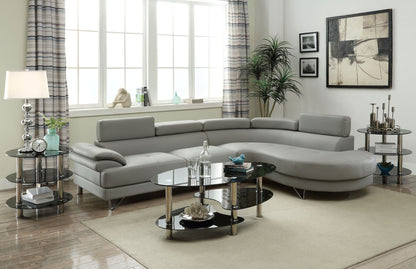 Light Grey L-Shaped Sectional Sofa - 4 Seat