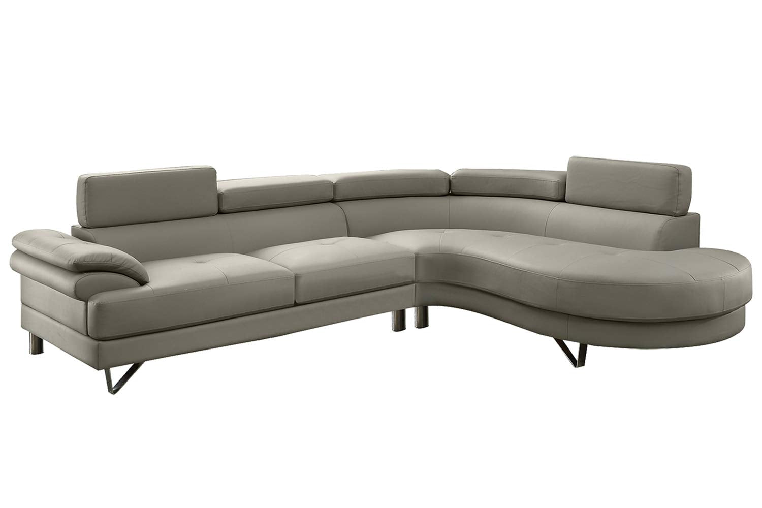 Light Grey L-Shaped Sectional Sofa - 4 Seat