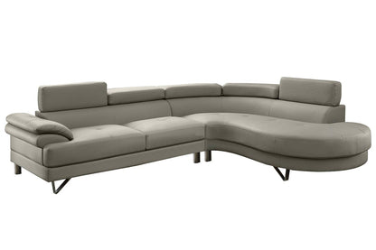 Light Grey L-Shaped Sectional Sofa - 4 Seat