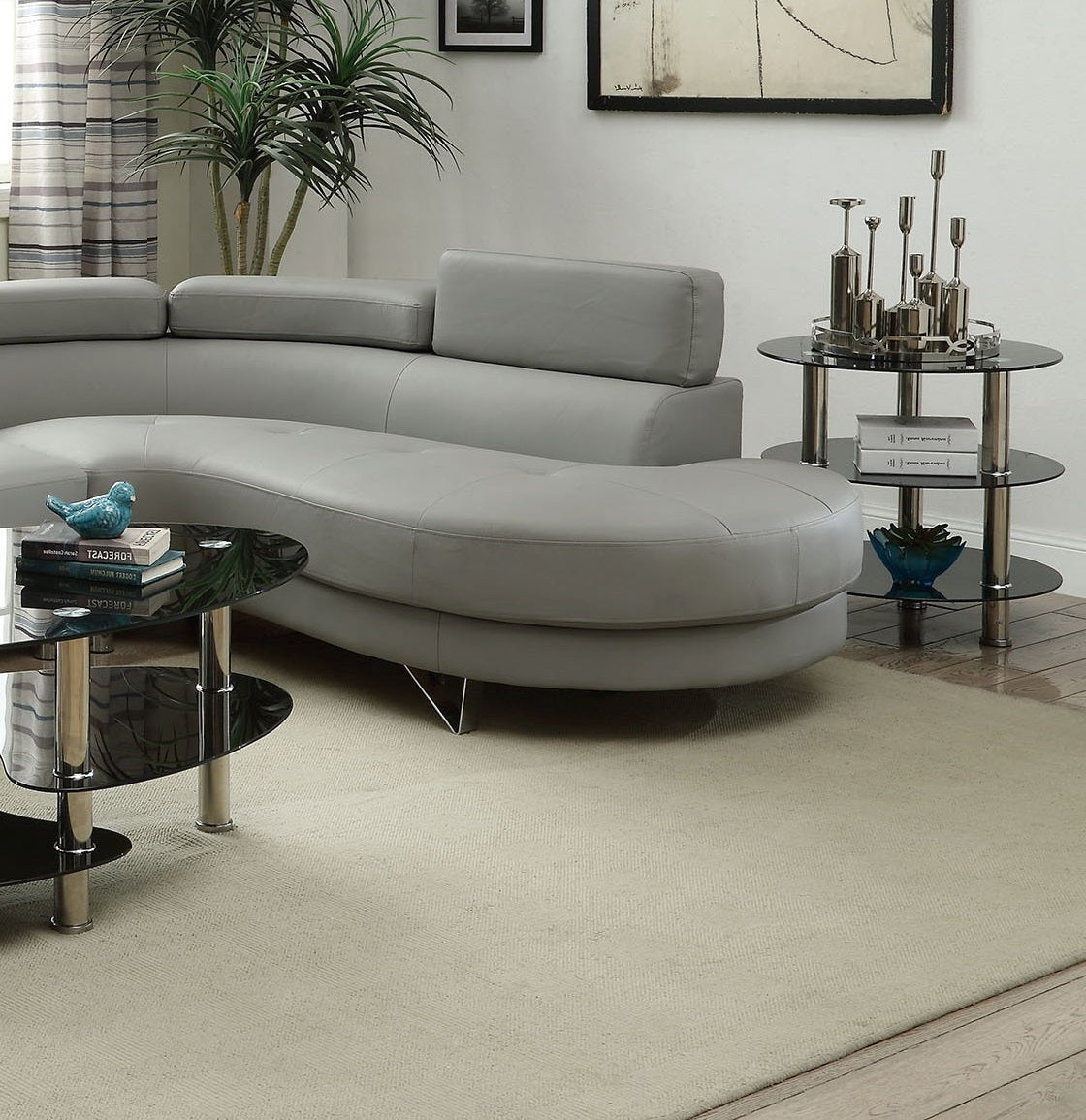 Light Grey L-Shaped Sectional Sofa - 4 Seat